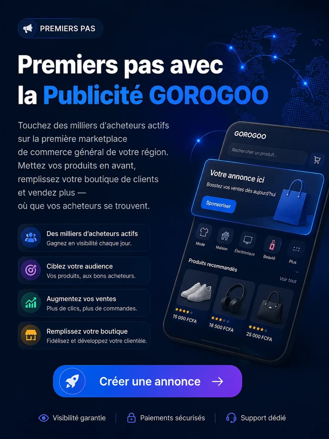 Premiers pas avec la Publicité GOROGOO : touchez des milliers d'acheteurs actifs, ciblez votre audience, augmentez vos ventes